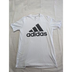 Athleisure Sporty Minimalist Logo Tee White Black Performance Shirt Small Adidas